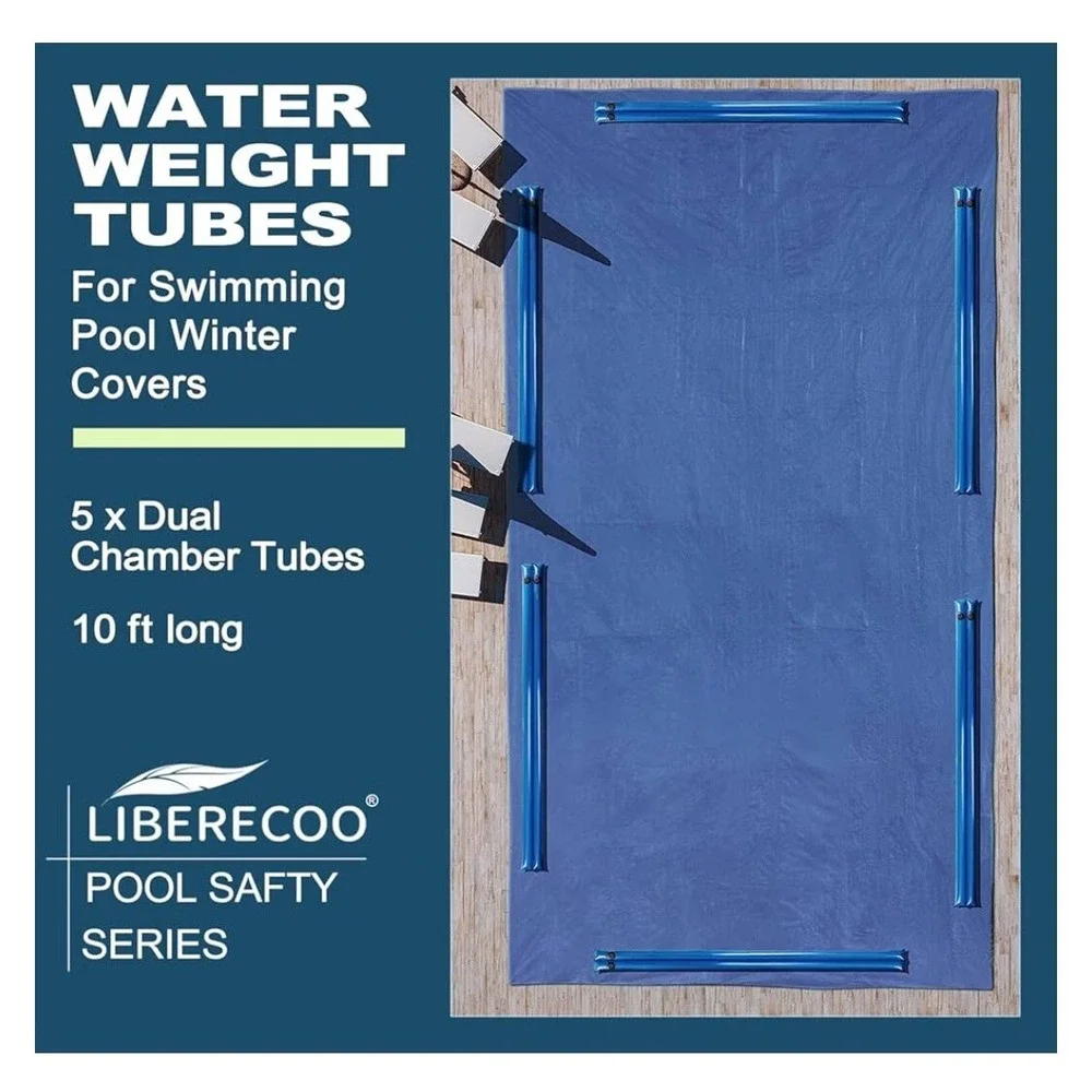 Liberecoo 5 Pack 10ft Dual Chamber Water Weight Tubes for Pool Winter Cover Blue